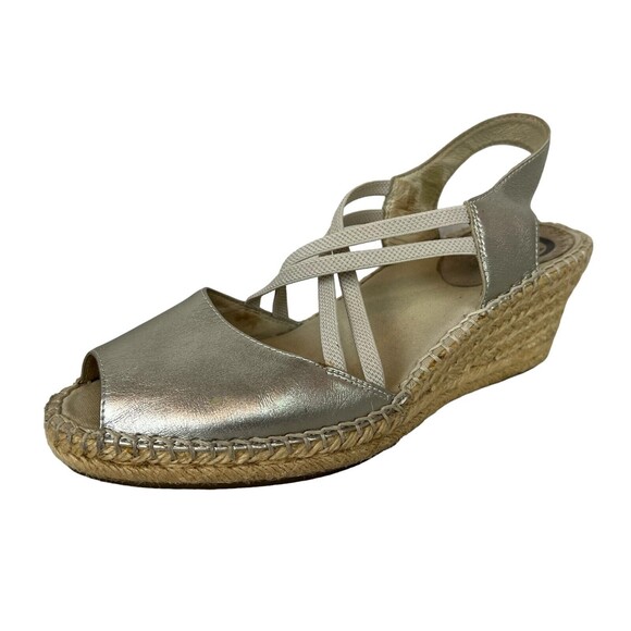 Abeo Biosystems Delano Espadrille Women's Size 7N Gold Leather Wedge Sandals - Picture 14 of 14